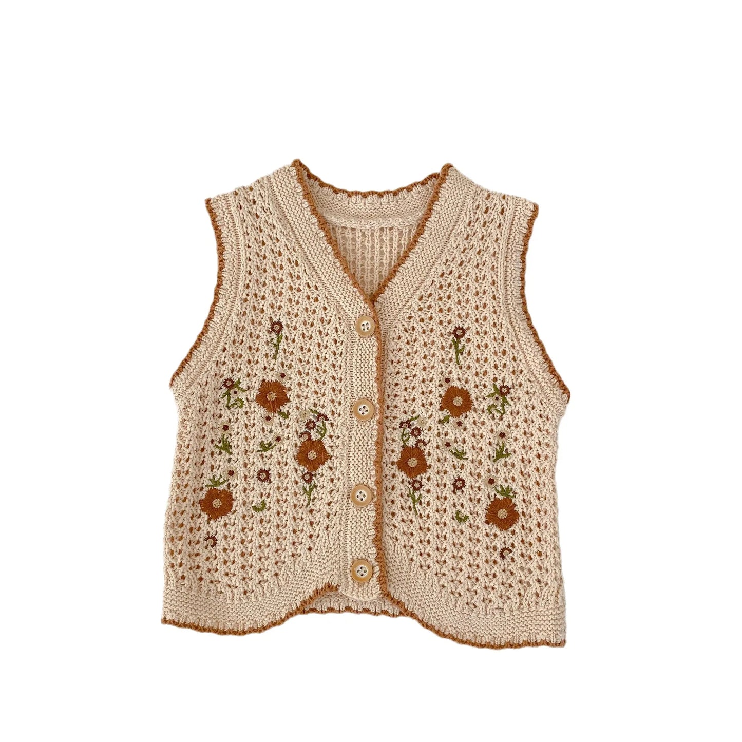 2024 Autumn Fashion Toddler Girl's Knitted Vest - Soft and Comfortable Embroidered Cardigan Vest for Infants - Hot Sale!